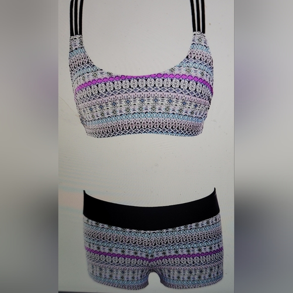 NWOT 3 PIECES BOY SHORT SWIM SPORTS BRA TOP SWIM TEE YOGA WORK OUT VOLLEYBALL - Picture 5 of 11